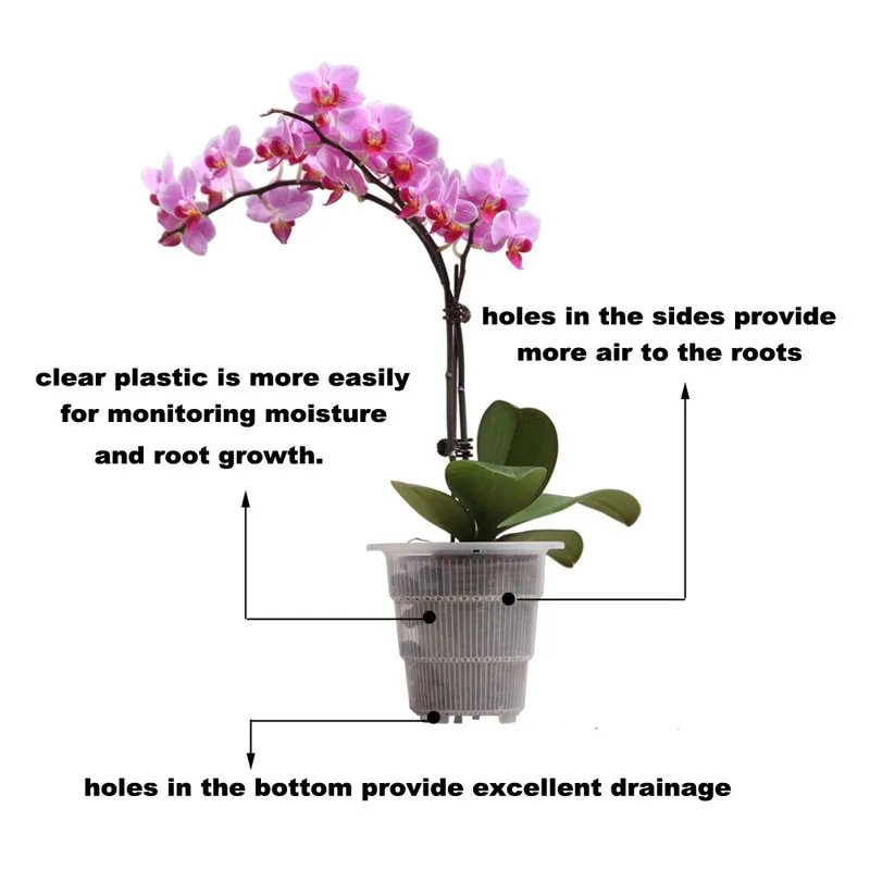 Meshpot  4/5/6 Inch Clear Orchid Pot With Holes Plastic Flower Pot Garden Planter,Excellent Drainage,Good Airflow Home Decor