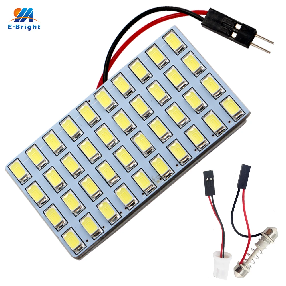 YM E-Bright 2 PCS Panel 5730 40 SMD Car LED Light 12V 2W Dome Led With T10 + Festoon Adapters Reading LightsTrunk Lamps 800Lm