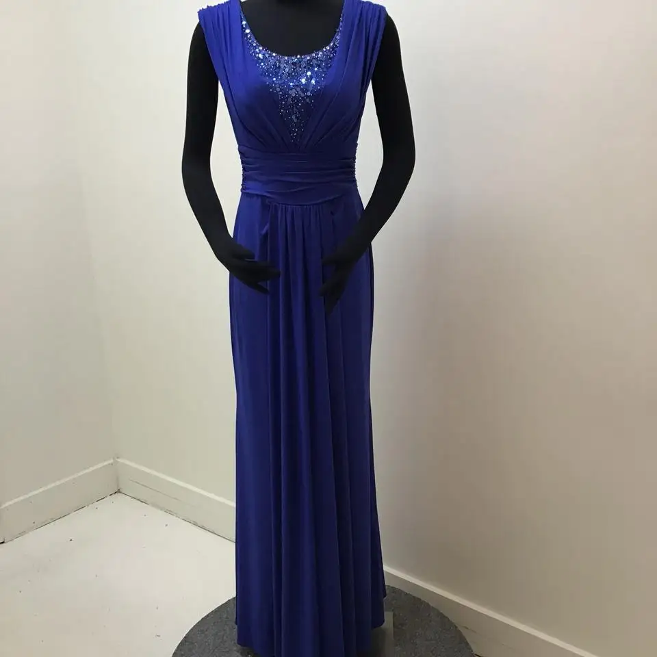 Blue Formal Bridesmaid/Mob Dress 2019 Mother of the Bride Dresses Long Chiffon vestido de madrinha Scoop Neckline Cap Sleeves