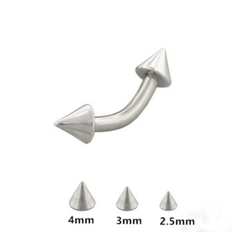 Cone Eyebrow Ring 16G Spike Curved Barbell 316L Surgical Steel 2.5mm Wholesale Body Piercing Jewelry Choose Sizes 50pcs