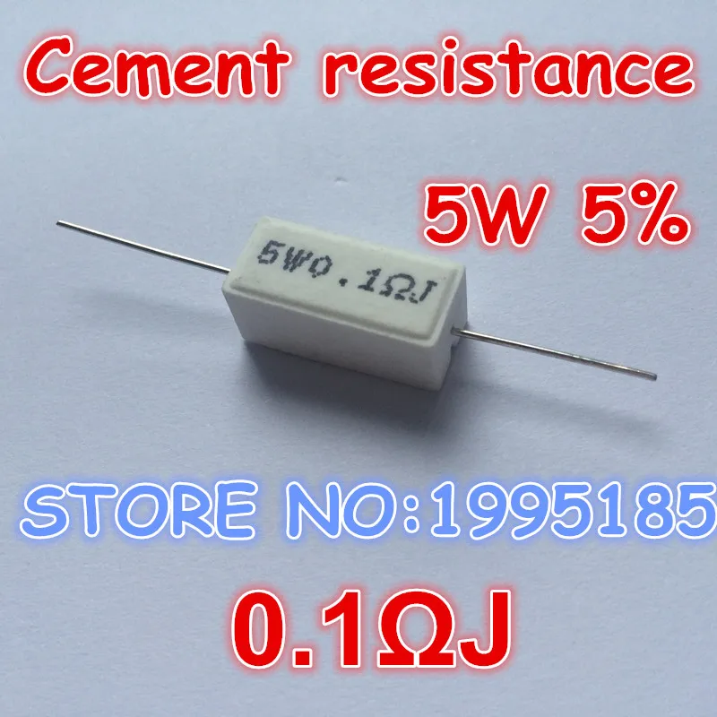 10pcs/lot 5W 5% 0.1R J 0.1 Ohm Ceramic Cement Power Resistor