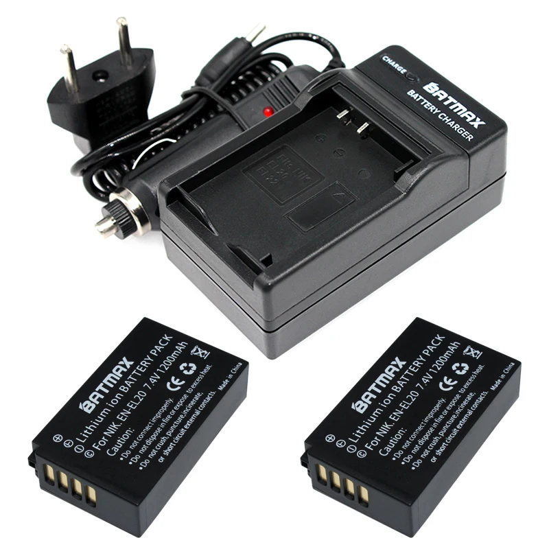 2Pcs 1200mAh EN-EL20 EN EL20 ENEL20 Rechargeable Li-Ion Battery + Charger for Nikon 1 J1 J2 J3 S1 Camera Drop shipping z1