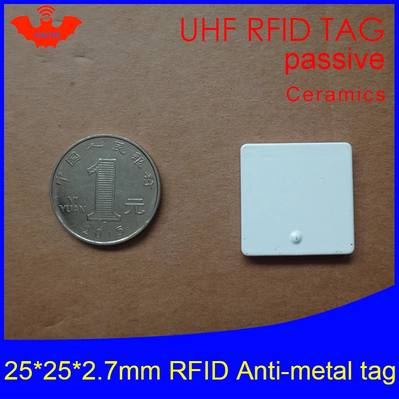 

UHF RFID Анти-металлическая метка 915 МГц 868 МГц Alien Higgs3 паллет EPCC1G2 6C 25*25*2,7 мм квадратная керамика смарт-карта Пассивная RFID Метка