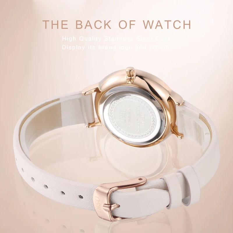 IBSO Brand 8 MM Ultra-Thin Quartz Watch Women Gray Leather Women Watches 2021 Luxury Ladies Watch Montre Femme