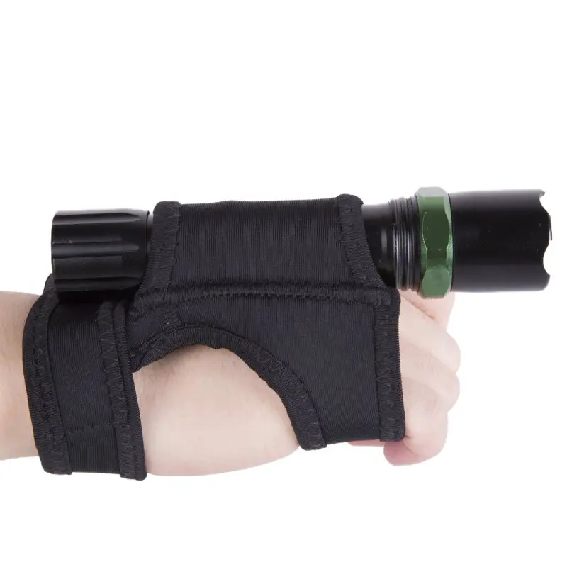 Hot New Underwater Scuba Diving Dive LED Torch Flashlight Holder Soft Black Neoprene Hand Arm Mount Wrist Strap Glove Hand Free