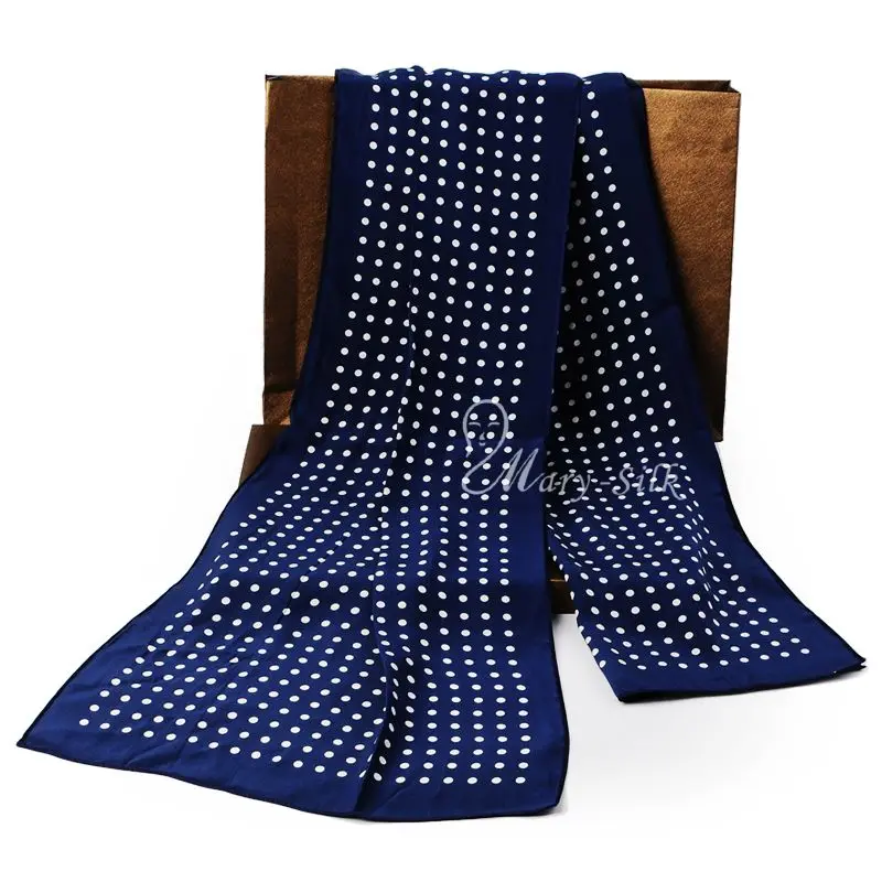 Fashion Brand Mens 100% Silk Long Scarf Cravat Scarives Layer Black Dots For__For Spring Autumn Winter