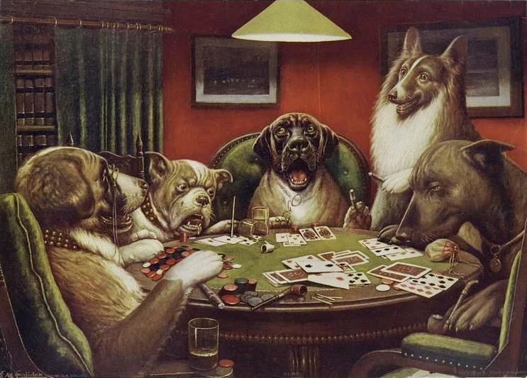 Modern Canvas Wall Picture Oil Painting A Waterloo Dogs Playing Poker by C.M.Coolidge Home Decoration Art Hand Made High Quality