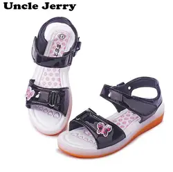 UncleJerry-Sandalias con carga USB para niñas y mujeres, zapatos brillantes de mariposa para niños, sandalias de playa para verano, zapatos para bebés