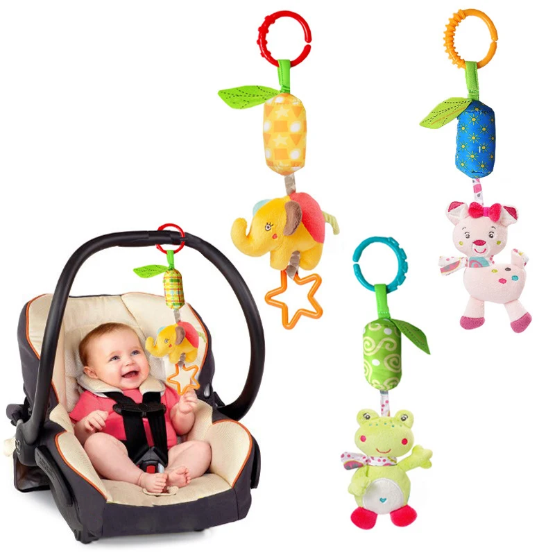 Baby Crib Stroller Cot Buggy Pram Car Seat Revolving Hanging Rattles Dangle Toy Baby Boys Girls Rattles Mobiles Handbell DS39