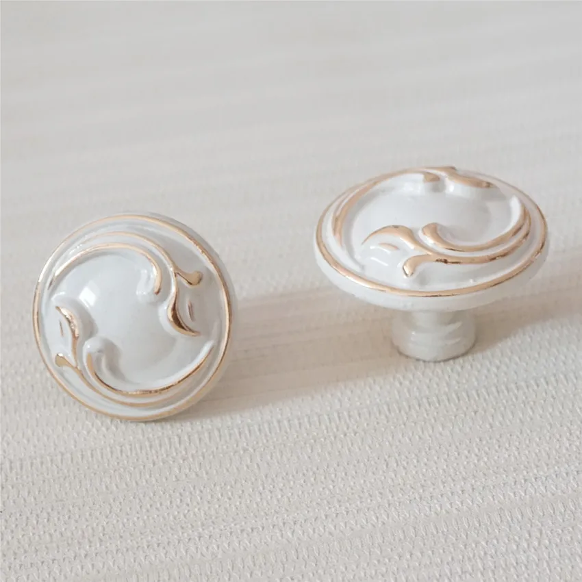 Shabby Chic Lade Knoppen Pulls Back Plaat Deurgrepen Kast Bail Dresser Pull Knop Ivoor Wit Gouden Kast Handvat