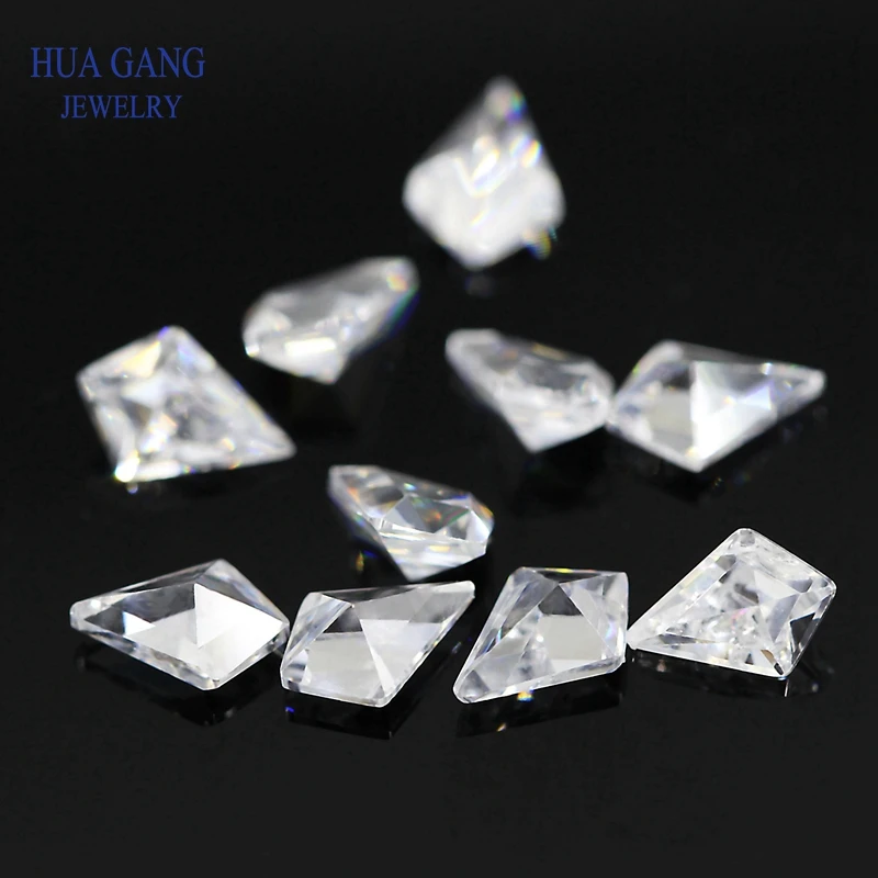 White Kite Shape Cubic Zirconia Brilliant Cut Loose Special Cut CZ Stone Synthetic Gems Beads For Jewelry 3x5-4x6mm