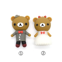 만화 곰 USB 플래시 드라이브, 4GB/8GB/16GB/32GB/64GB, 펜 드라이브, 메모리 스틱, 신부 신랑 플래시 디스크, usb 2.0, Usb 스틱, 결혼 선물
