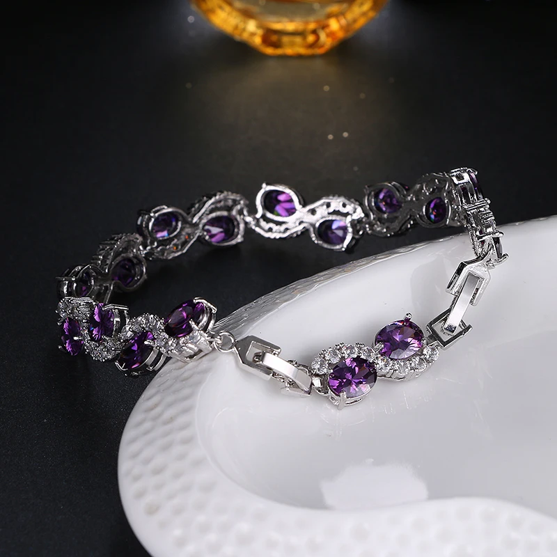 Emmaya New Fashion Purple Zircon Bangle Bracelets Fashion New Design Wedding Jewelry for Women