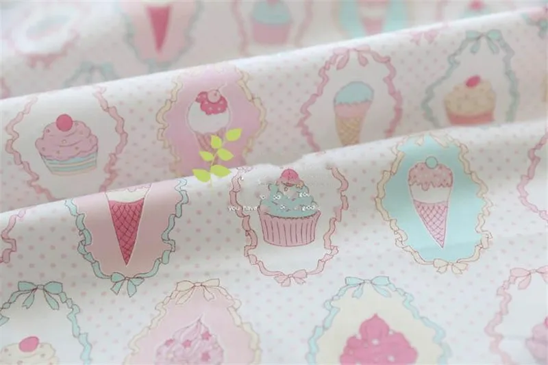 Syunss Ice Cream Printed Cotton Fabric For DIY Tissue Patchwork Telas Sewing Baby Toy The Cloth Bedding Quilting Textile Tecido
