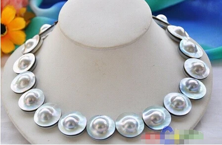 

ladies Gift Women's PERFECT AAA++ 18" inch Super large 22mm GRAY ROUND SOUTH SEA MABE PEARL NECKLACE real natural Luxury girl