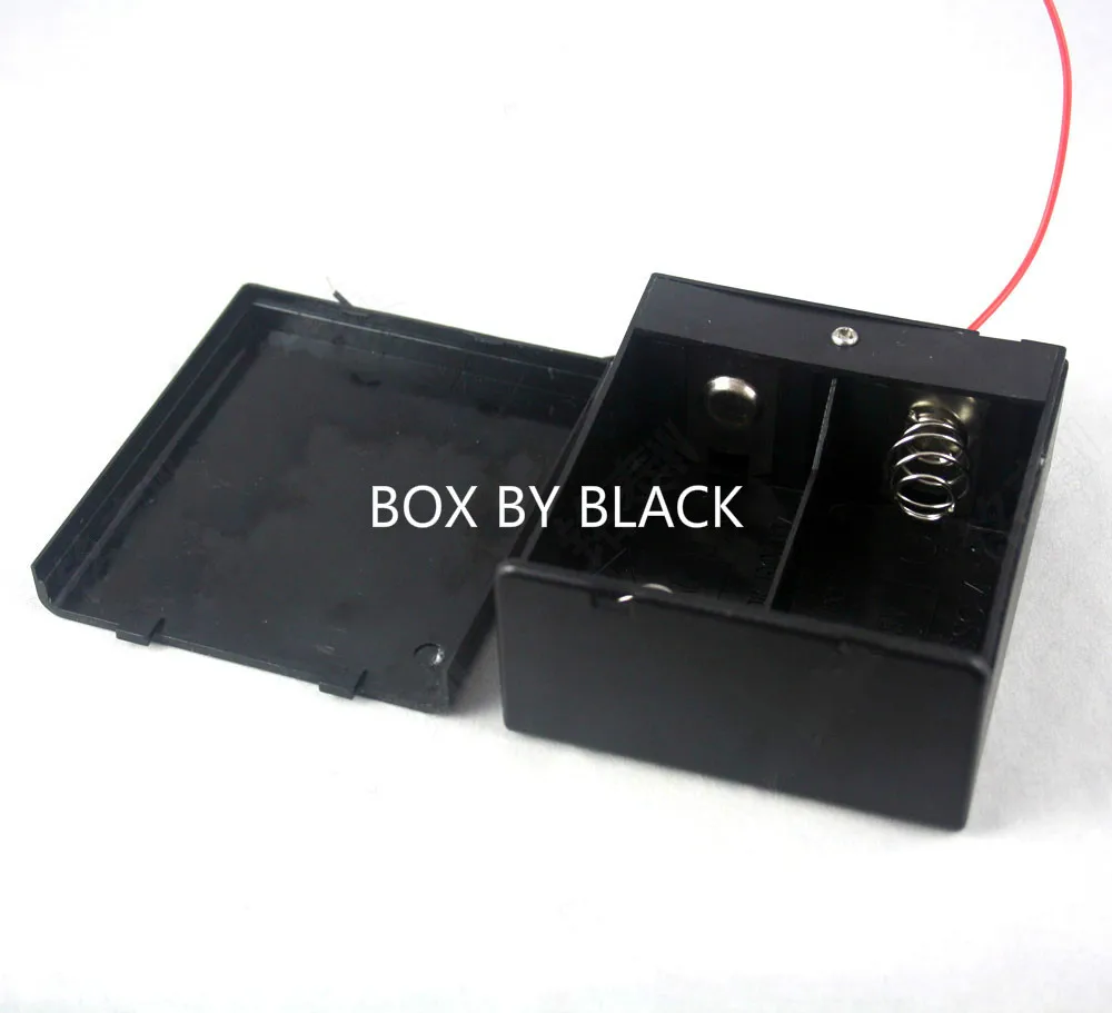 300PCS Wholesale 2 Slots D Size 3V Battery Storage Case Box Holder with Cover Switch and Lead Wire