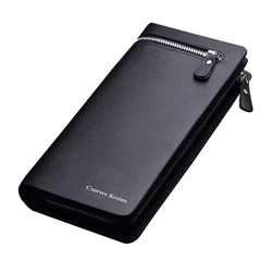 Curewe Kerien New Business Long Designer Men's Leather Wallet With Zipper Man Purse with Coin Pocket Card holder For Male