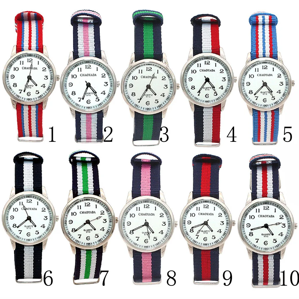 High Quality Baby Watches Time Teaching Watch Kids Nylon Strap Quartz Wristwatch Children Watches Clock