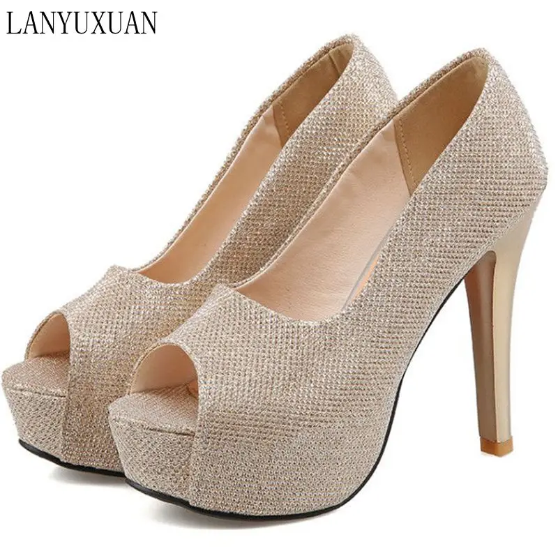 Plus Big Size 34-45 New 2018 Women Pumps Sexy High Heels Shoes Woman Party Designer Wedding Shoes Peep Toe Sandals T8745