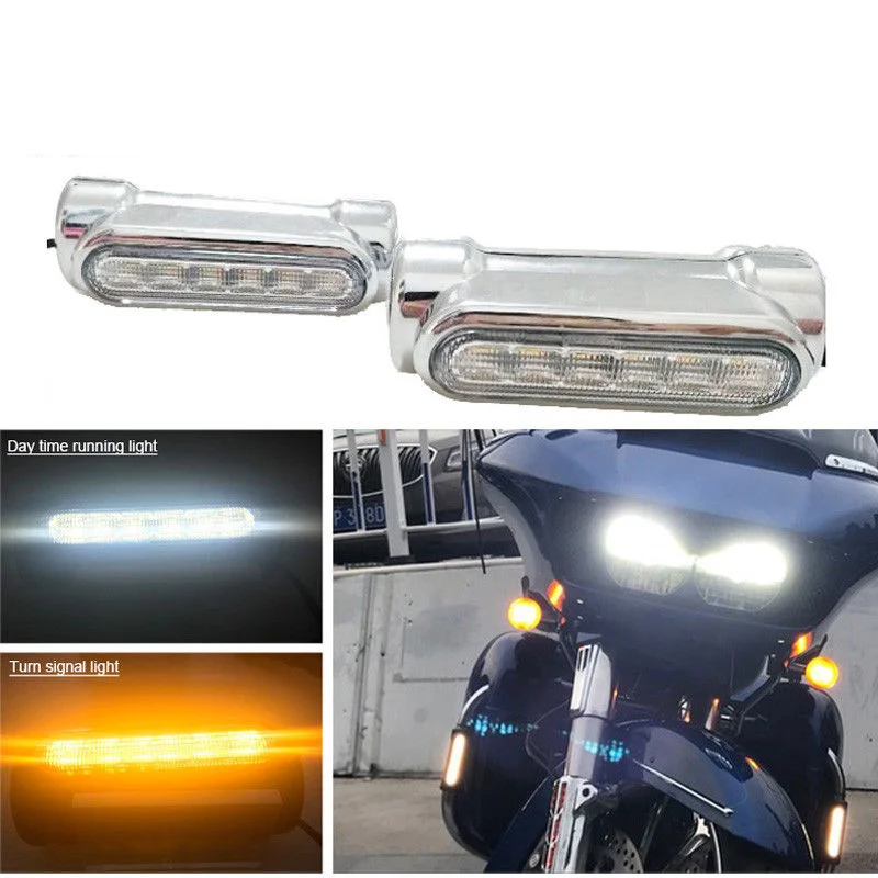 Motorcycle Highway Crash Bar Light Switchback Driving Light For Victory  Harley Road King Touring Amber LED Turn Signal Lamp