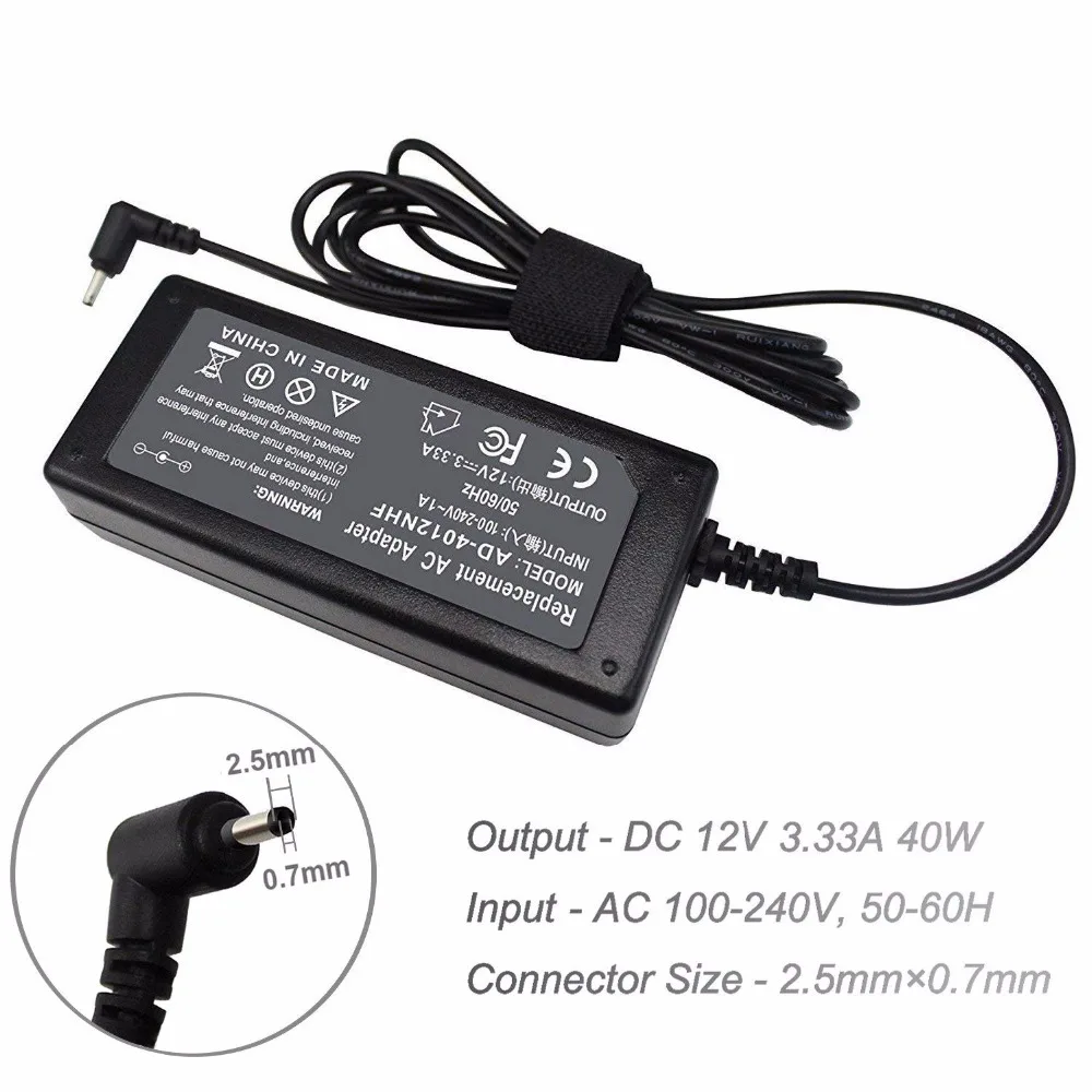 12V 3.33A DC 2.5*0.7 Adapter charger for Samsung Chromebook 2 3 Xe303c12 -a01us Xe500c13 Xe503c12 Xe500c12-k01us Xe503c32-k01us