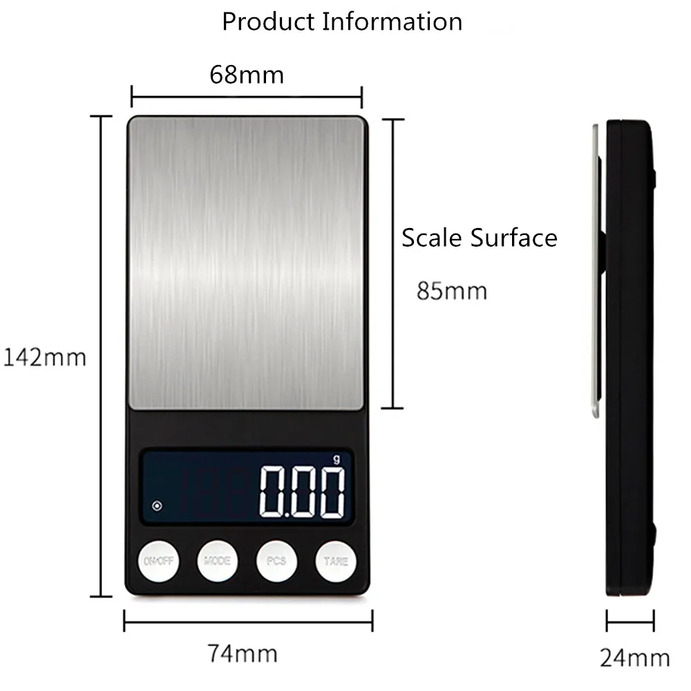 500g/0.01g Digital Scale Pocket Jewelry Weighing Scale LCD Display Electronic Grams Stainless Steel Drug Weight Tool 30% OFF