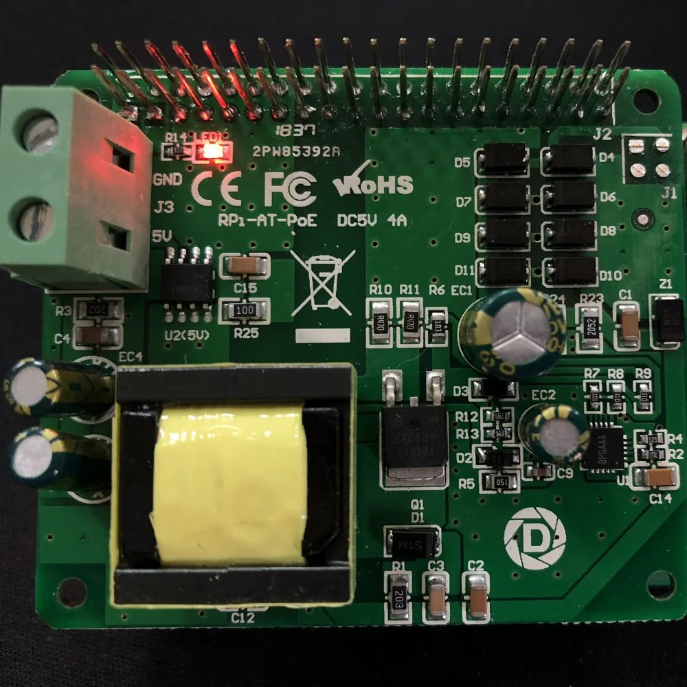 DSLRKIT Gigabit Raspberry Pi 4 4B 3B + 3B Plus PoE Bộ (20W + NÓN + Bật Lửa) nguồn Qua IEEE802.3at DC 5V 4A PoE +