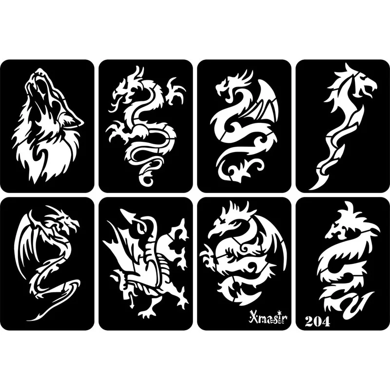 32pcs Airbrush Temporary Tattoo Stencil for Men Arm Back Body Art Painting DIY Glitter Templates Fake Tattoo Set 6.7cm*9.5 Cm