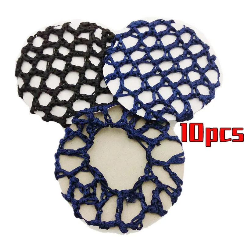 10 Pcs/set 3 colors Nylon Mesh Elastic Knot Bun Cover Hairnets for Women