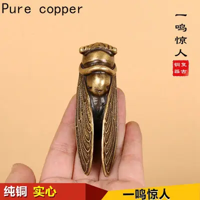 

Pure copper solid brass known copper cicada ornaments amazing hand piece copper tortoise shell Pixiu gourd Pressing paper