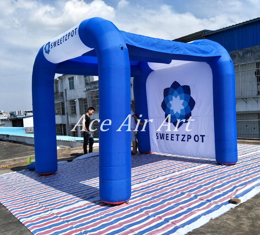 

Custom Cool Royal Blue Inflatable Awning Tent With Logo For Advertising In Norway