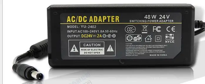 50 pcs Free Shipping 24V 2A 48W  Power Supply Adapter