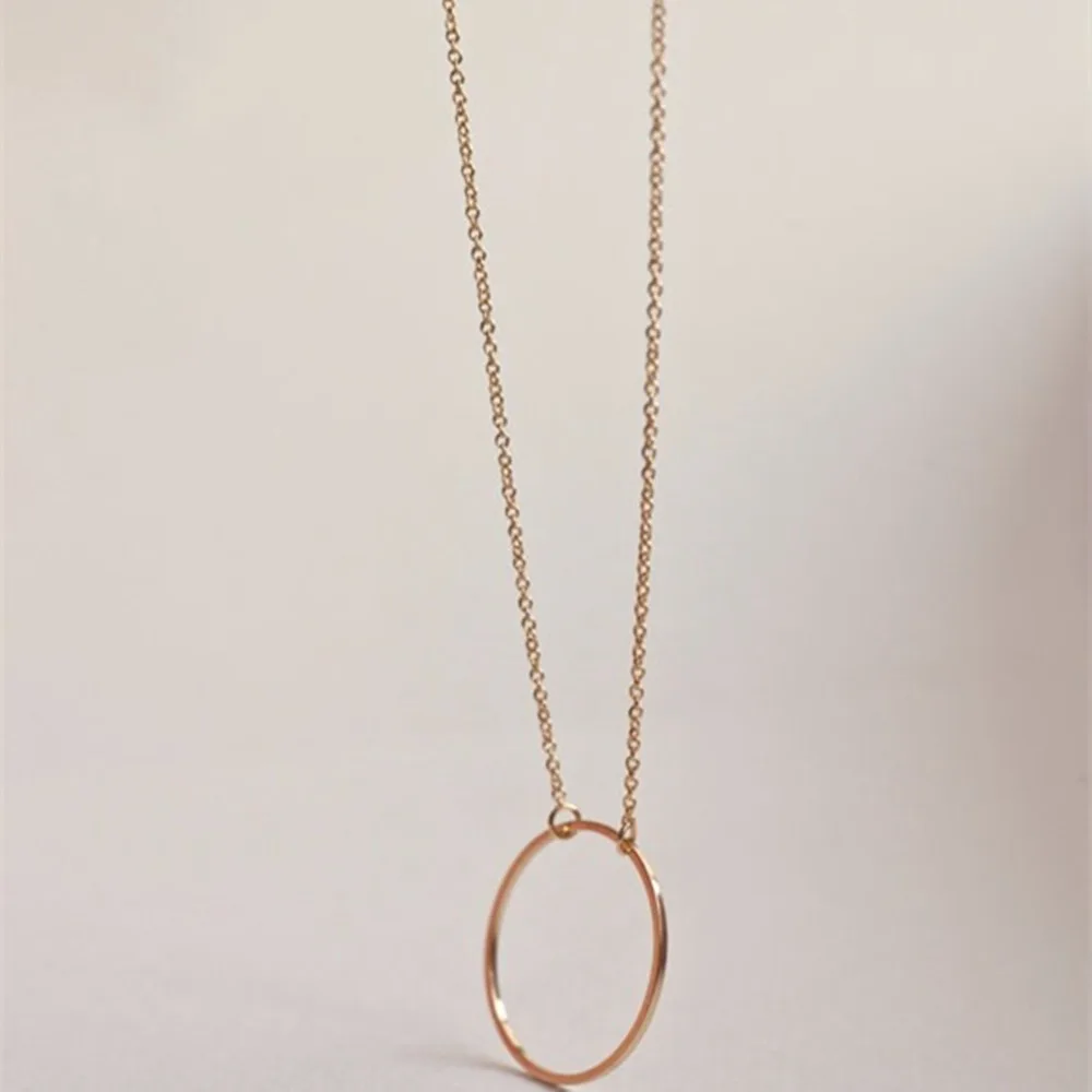 NK602 New Fashion Steampunk Dainty Circle Collier Jewelry Cheap Round Minimalist Chain Pendant Necklace For Women Gift