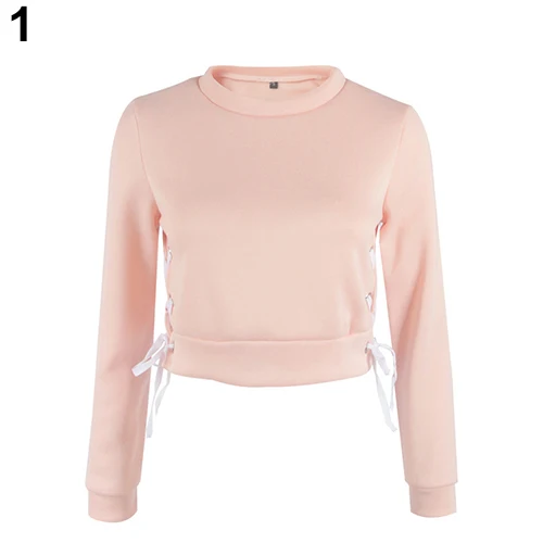 Donne Sexy Short Top Manica Lunga Pure Color Pullover Sottile Camicetta Con Cappuccio Sweather