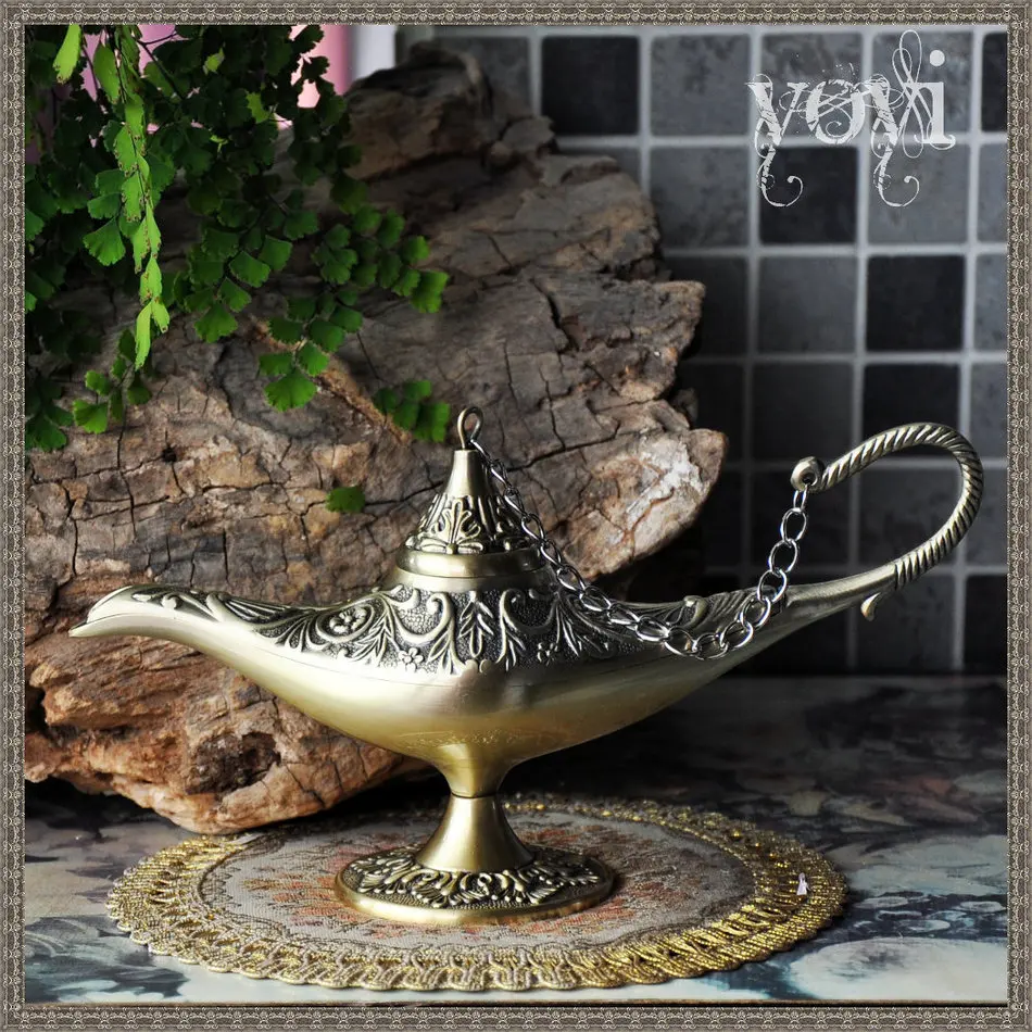 Ancient Arab Fund Aladdin Magic Lamp longer 22CM Make Light Home Originality Goods Furniture For Display Rather Than Use Gift