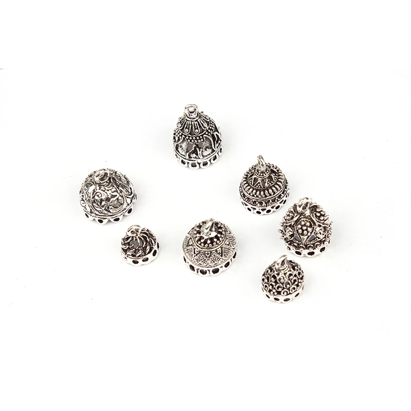 4pcs/lot Retro Zinc Alloy  Bell Beads Tassels End Cap Charms Pendants For DIY Jewelry Making Finding Accessories