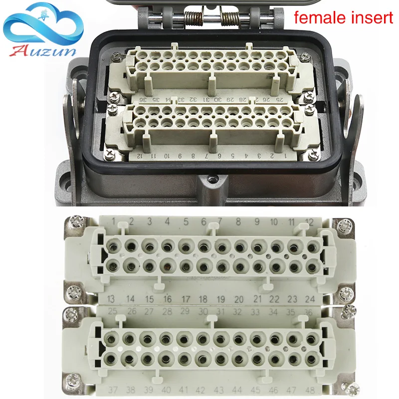 Imagem -03 - Conector Retangular de Aviação com 48 Núcleos Base Retangular Impermeável Industrial com Capa