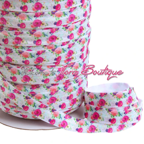 

FLRA ElasticBeautiful flower printed foe thermal printing fold over elastic