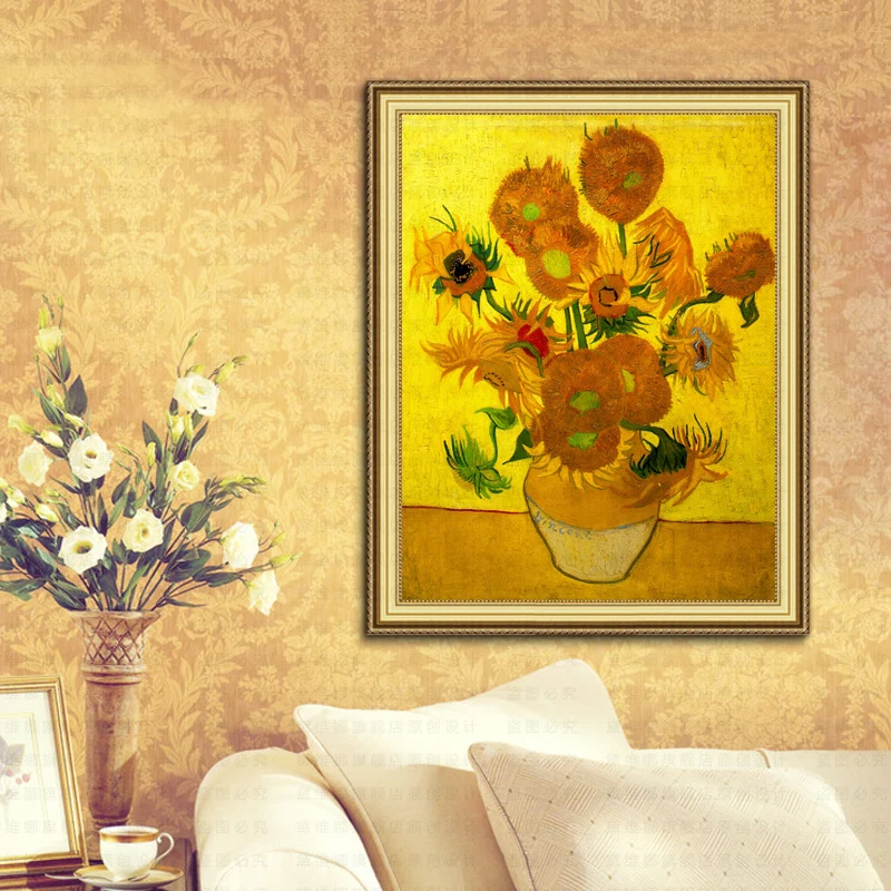 Needlework,DIY Cross stitch,Sets For Embroidery kits,Van Gogh Sunflower oil painting Scenic Pattern Cross-Stitch