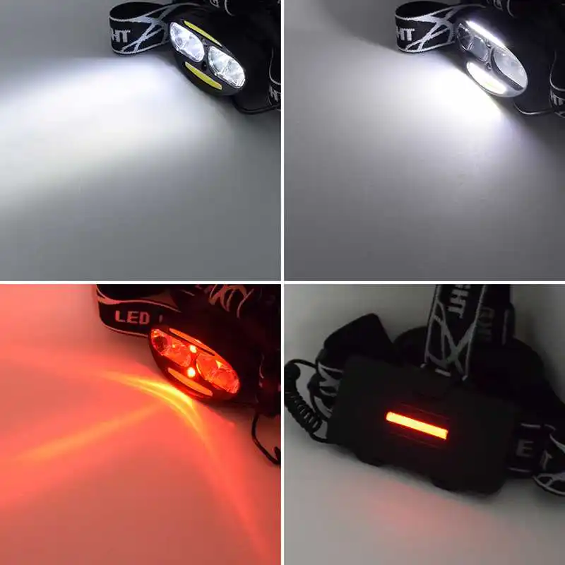 8000LM USB Rechargeable Head Lamp Torch XML T6 COB LED White Red Light Headlamp Frontal LED Running Headlight USB Cable by 18650