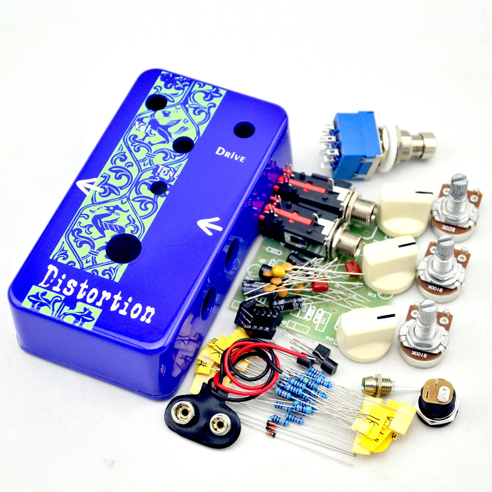 NEW DIY Guitar Distortion Pedal Kit Deep Blue Distortion True Bypass With  High-Quality 1590B Case