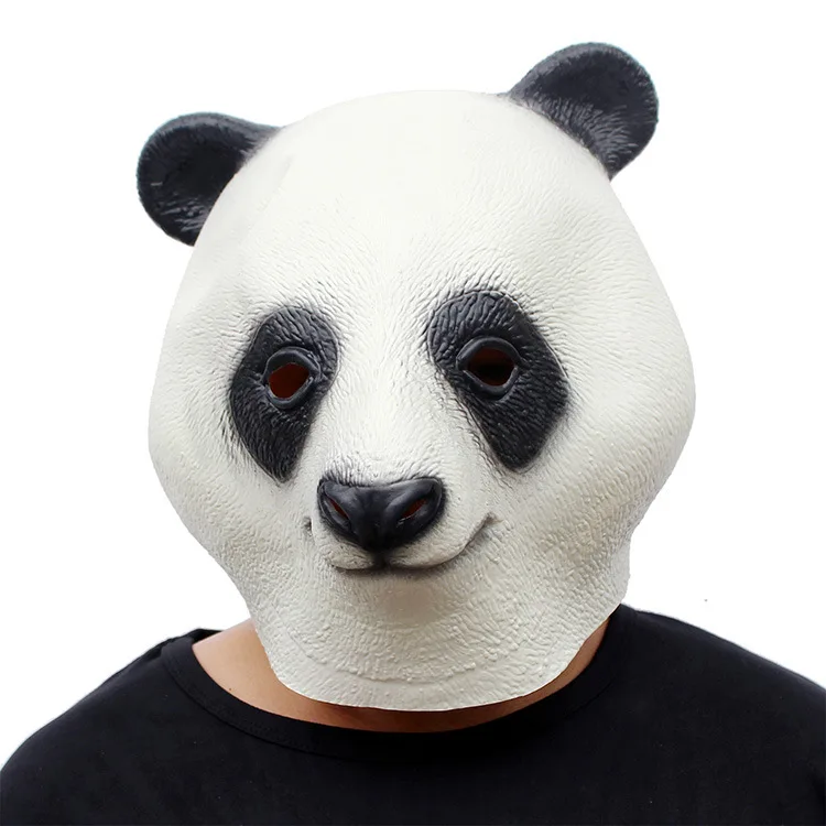 Halloween Costume Prop Adult Latex Party Masks Panda Head Natural Silicone Rubber Cosplay Fancy Dress Animal Full Face Mask