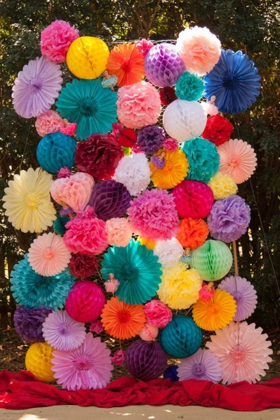 

29 Colors available!! Tissue paper pompom garlands wedding decoration 16inch(40cm) 28piece/lot DIY colorful paper flower rose