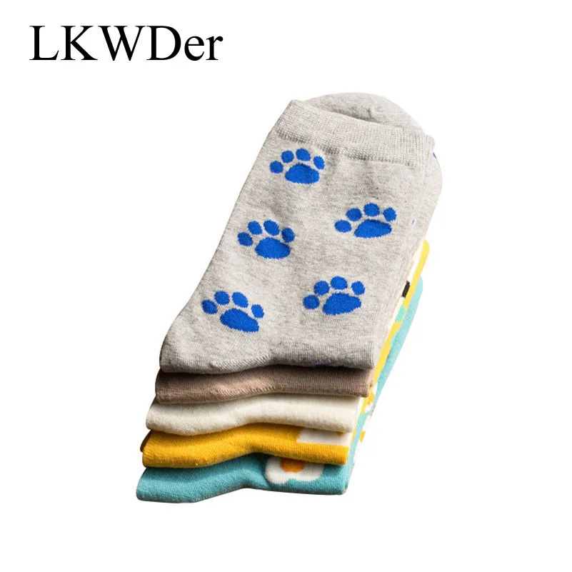 

LKWDer 5 Pairs Japanese Kawaii Women's Socks Cotton Claw Cloud Print Art Socks Kawaii Long Funny Socks Women Calcetines Mujer