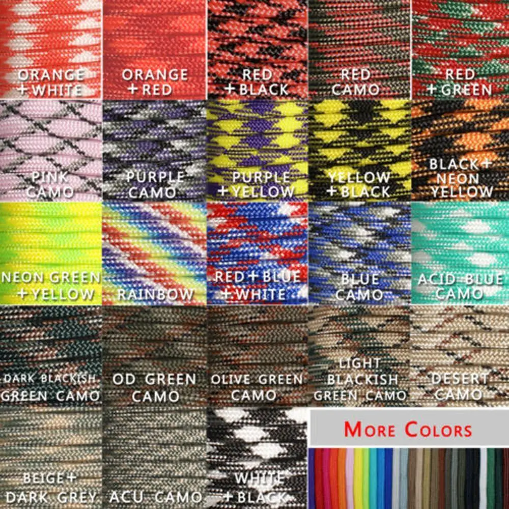 100pcs 550 Paracord Parachute Cord Lanyard Mil Spec Type III 7 Strand Core 100 FT 108 Colors for Paracord Bracelet