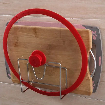 Punch-free Chopping Board Rack Suction Cup Type Dish Rack Wall-mounted Pot Lid shelf Kitchen Rack Lid Rack