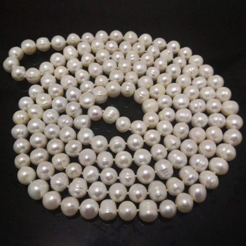 

64 inches 10-11mm Natural White Potato Pearls Long Chain Necklace