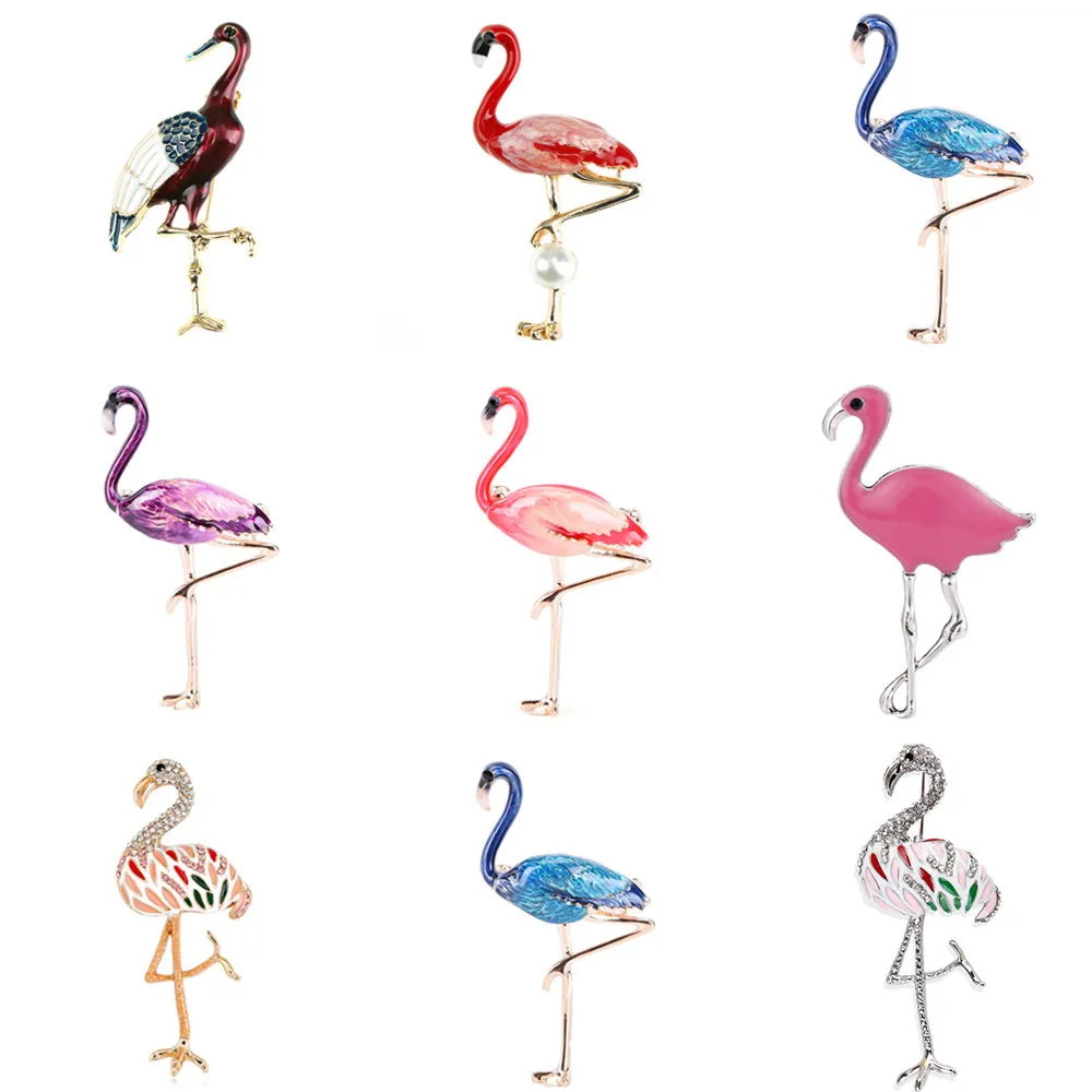 Moda Creativa Animale Flamingo Uccello Spilla Donne, Uomini Spilla In Metallo Per Le Donne di Modo Distintivo Spille trasporto libero Dei Monili