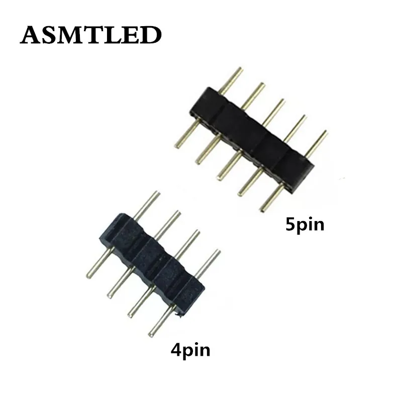 10PCS 5pin RGBW / 4pin RGB Connector 5 pin / 4 PIN needle male type double 5pin for 5050 3528 RGB RGBW RGBWW LED strip connector