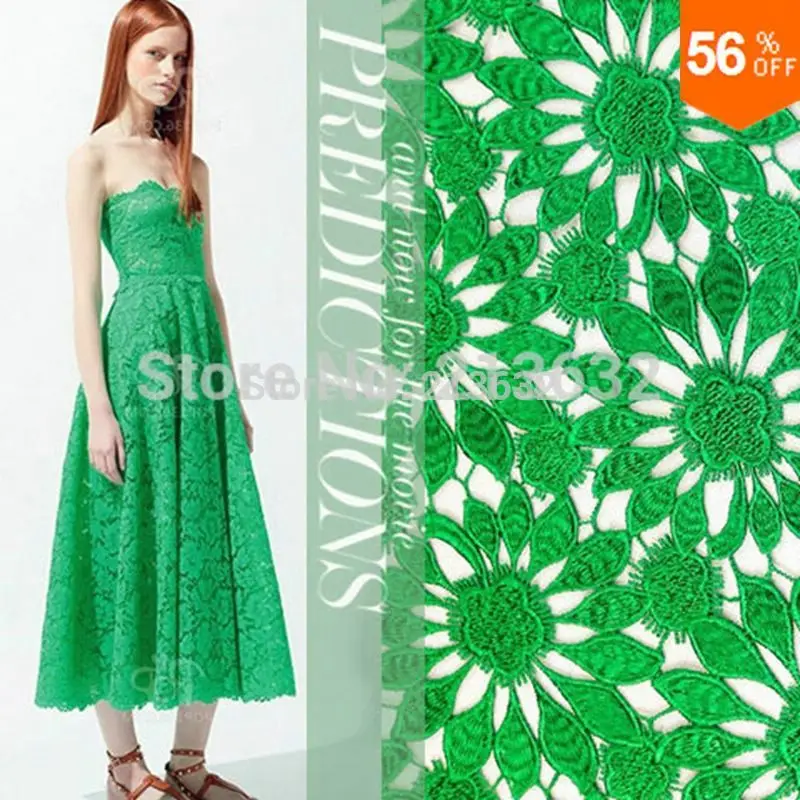 PQYY16 green flower african guipure lace water soluble chemical lace  hollow out fabric of patchwork patchwork fabric cotton